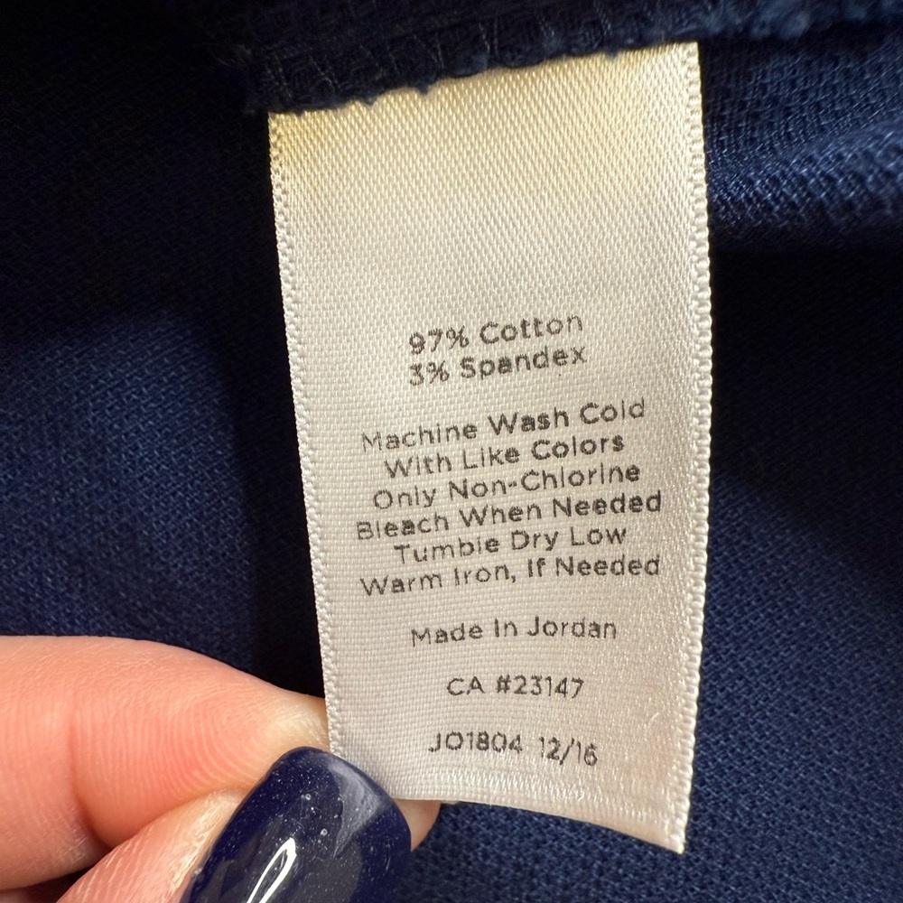 Talbots 14WP Navy Stretch Cotton Denim Skirt | Classic Fit Straight Knee Length - Picture 10 of 13